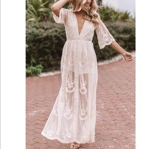 NWT- Cream Lace Maxi Desss